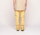 Pheelings Never Look Back Cargo Flare Stack Leather Jeans, Wheat Yellow