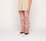Pheelings Never Look Back Cargo Flare Stack Leather Jeans, Canyon Rose Nude