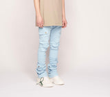Pheelings My Pleasure Cargo Flare Stack Jeans, Sky Blue