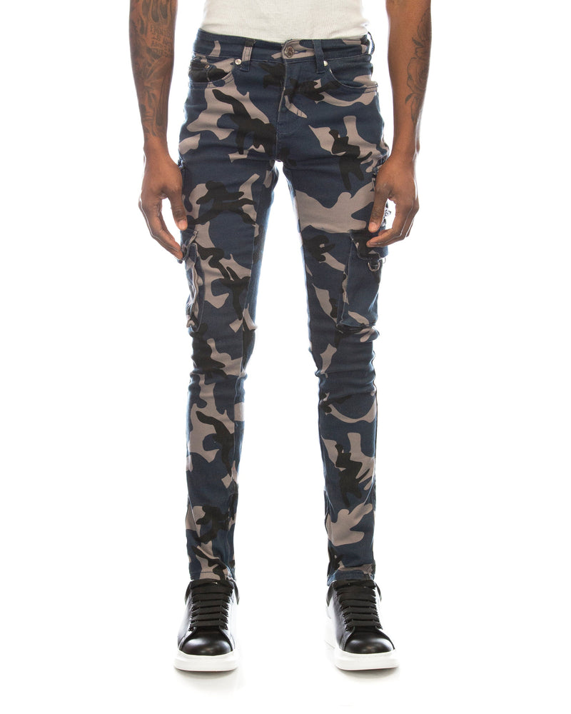 Trinity Kays Kulture Serengeti Cargo Pants in Blue Camo