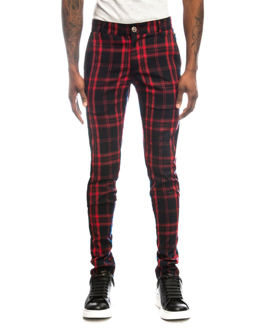 Trinity Kays Kulture Belas Plaid Pants in Navy/ Red