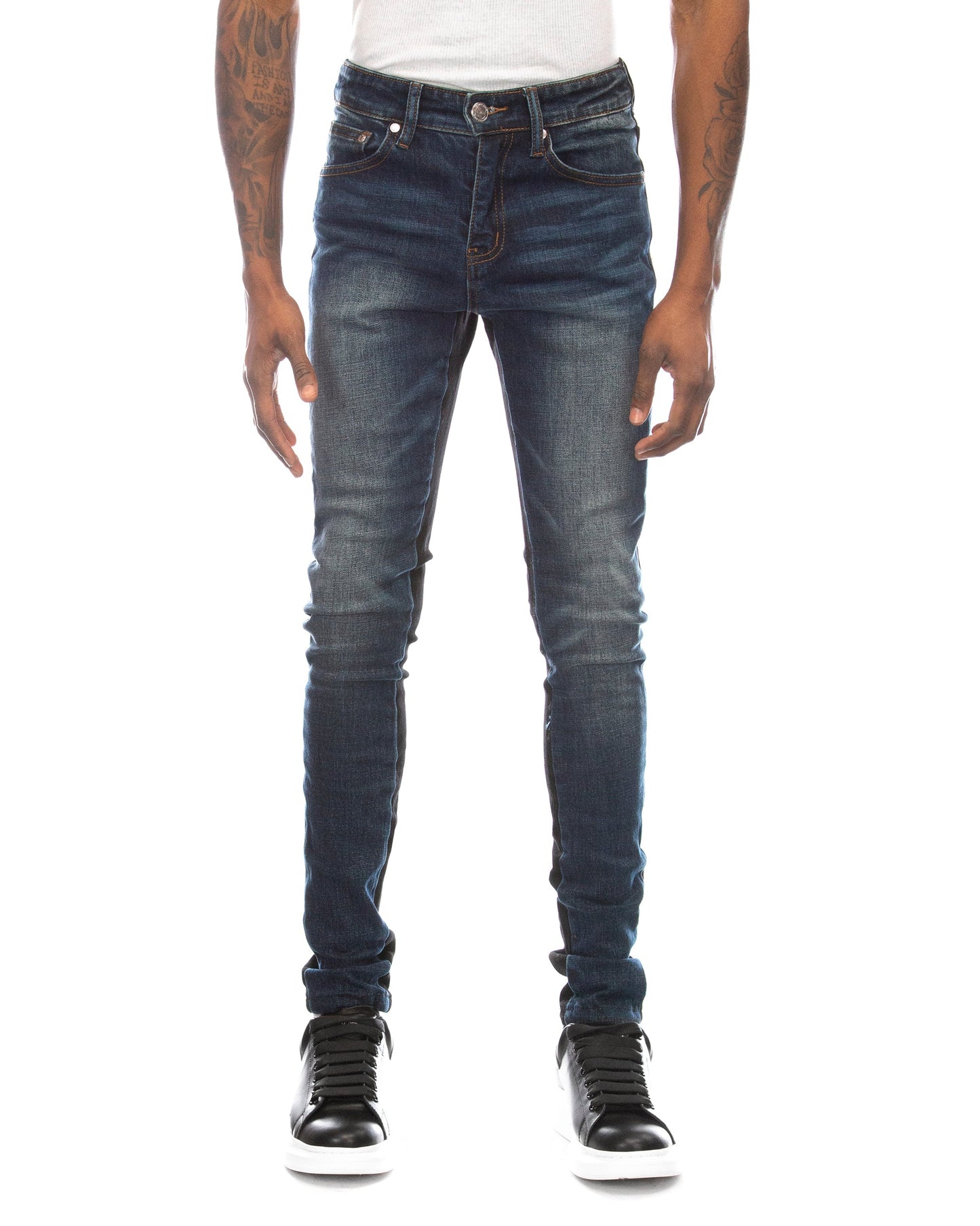 Trinity Kays Kulture Rand Men's Two Tone Men's Skinny Jeans - Blue/Black