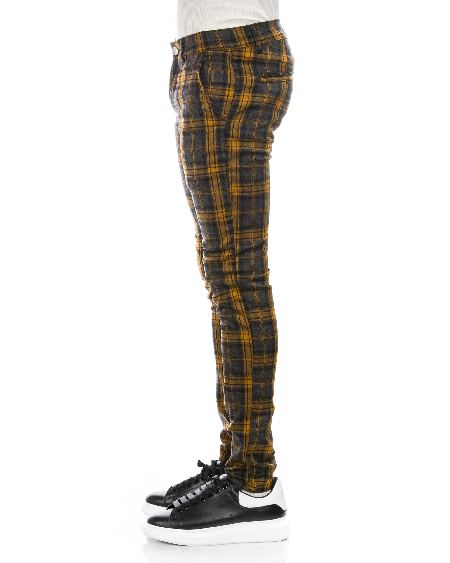 Trinity Kays Kulture Brixton Plaid Pants in Charcoal - Yellow