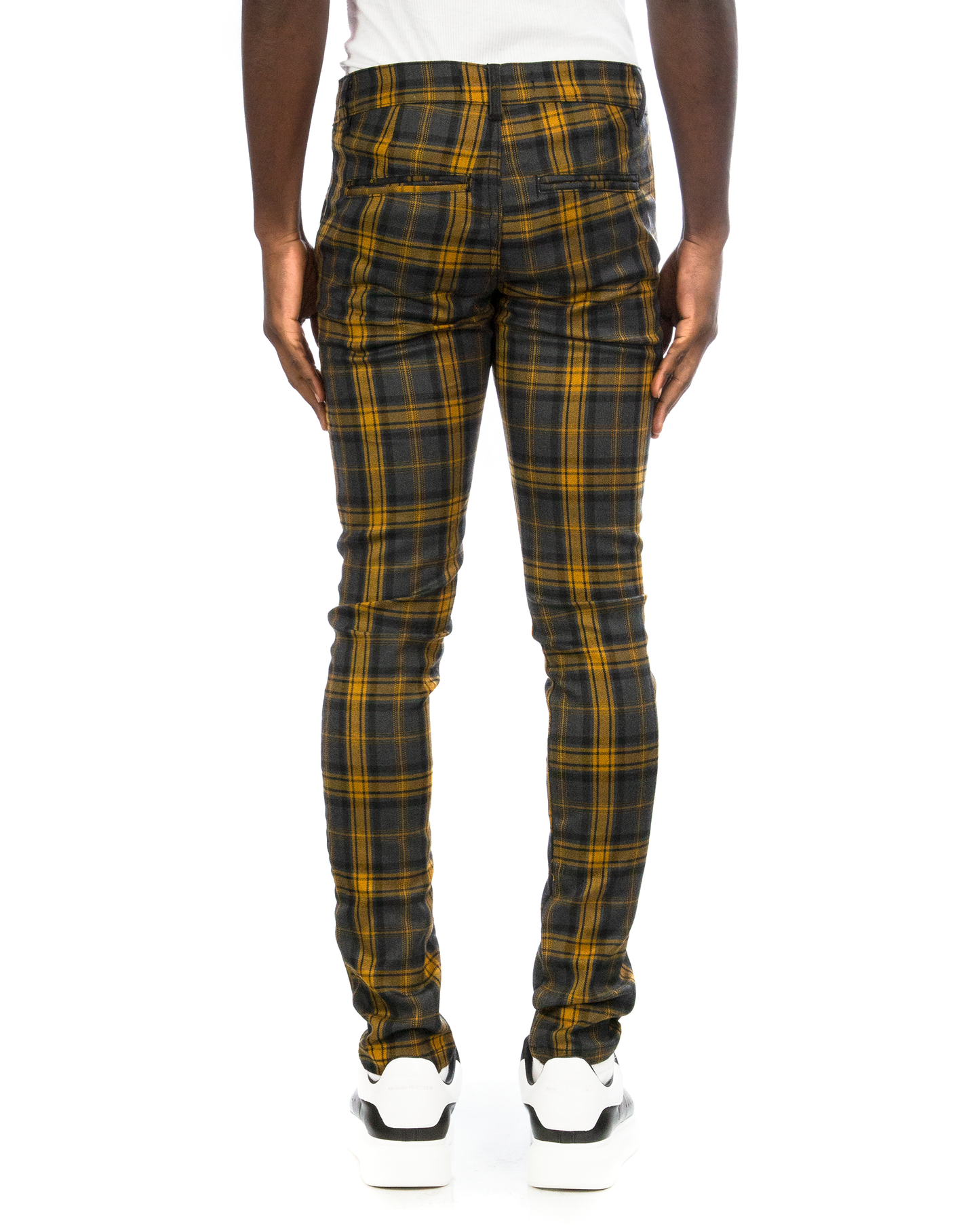 Trinity Kays Kulture Brixton Plaid Pants in Charcoal - Yellow