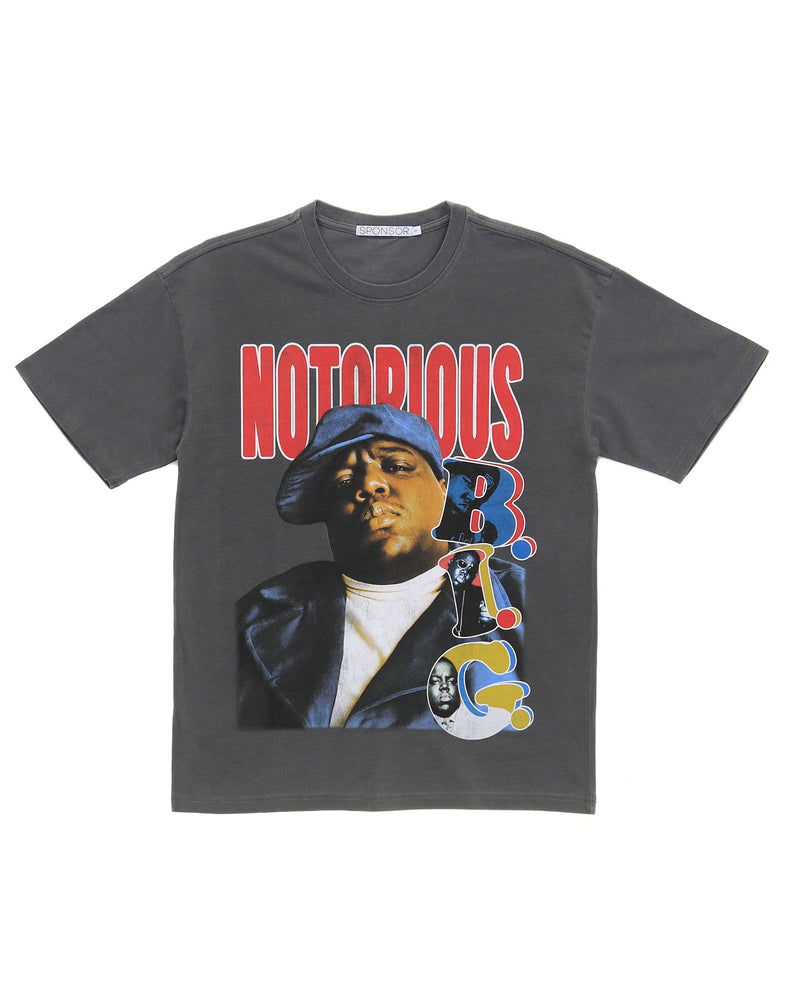 The Notorious B.I.G Heavyweight Vintage Washed T Shirt, Washed Med Grey